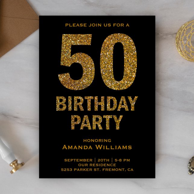 Invitation Carton d'invitation pour 50e anniversaire à paille (Créateur téléchargé)