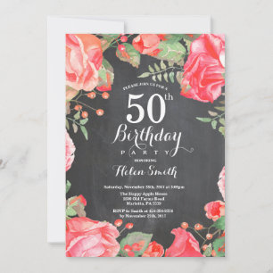 Invitation Carton d'invitation pour 50e anniversaire floral r
