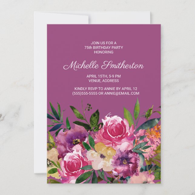Invitation Carton d'invitation pour 75e anniversaire aux moti (Devant)