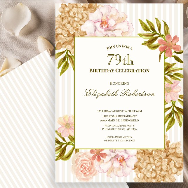 Invitation Carton d'invitation pour 79ème anniversaire avec d (Créateur téléchargé)