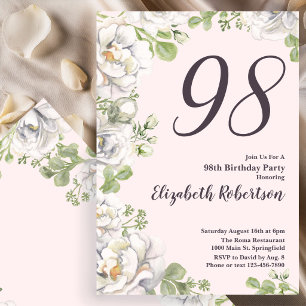 Invitation Carton d'invitation pour 98e anniversaire Fleurs d
