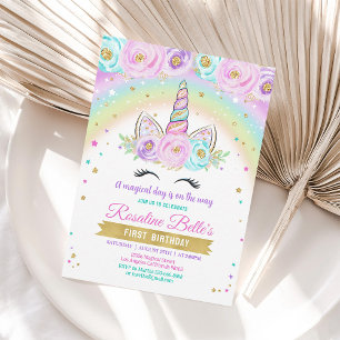Invitation Carton d'invitation pour anniversaire de licorne a