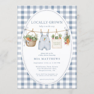 Invitation Carton d'invitation pour baby shower à carreaux bl
