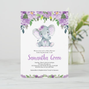 Invitation Carton d'invitation pour Baby Shower à l'éléphant