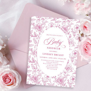 Invitation Carton d'invitation pour Baby Shower à motif de ro