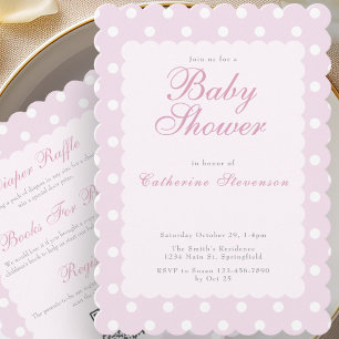 Invitation Carton d'invitation pour Baby Shower à pois roses 