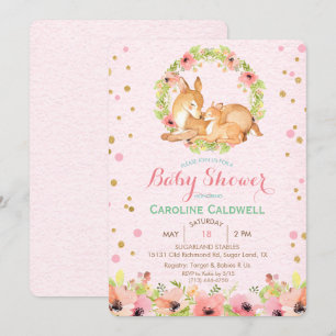 Invitation Carton d'invitation pour Baby Shower aquarelle Fle