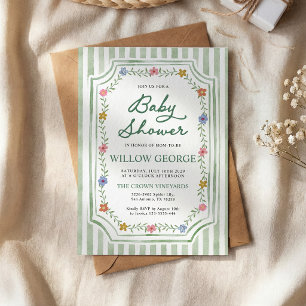 Invitation Carton d'invitation pour baby shower avec rayures