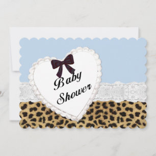 Invitation Carton d'invitation pour Baby Shower Cœur en Dente