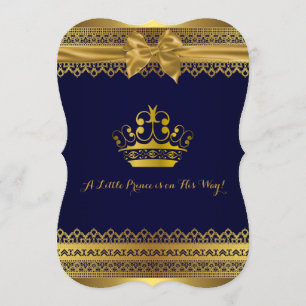 Invitation Carton d'invitation pour Baby Shower Couronne Bleu