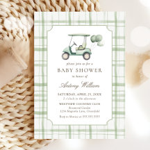 Carton d'invitation pour Baby Shower de golf à car