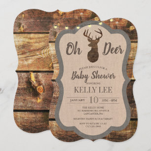 Invitation Carton d'invitation pour baby shower en bois rusti