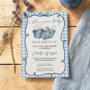 Invitation Carton d'invitation pour baby shower en denim de j