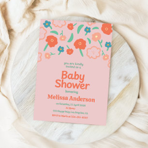 Invitation Carton d'invitation pour Baby Shower Fille Rose Pâ