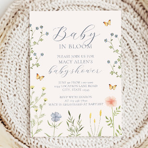 Invitation Carton d'invitation pour Baby Shower Fleur des cha