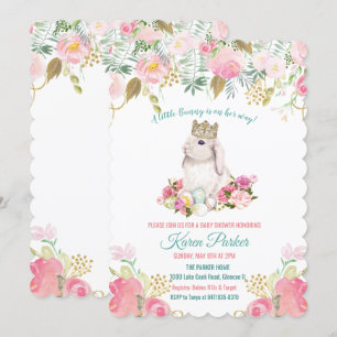 Invitation Carton d'invitation pour Baby Shower Fleurie avec