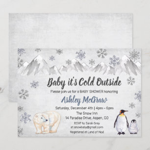 Invitation Carton d'invitation pour Baby Shower Flocon de nei