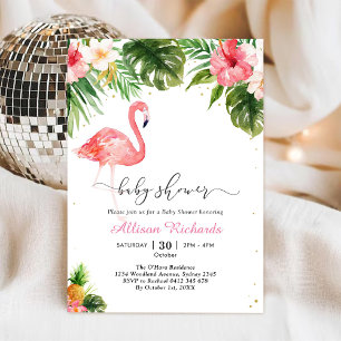 Invitation Carton d'invitation pour Baby Shower Floral Flaman