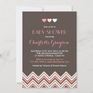 Invitation Carton d'invitation pour Baby Shower Gris et Rose 