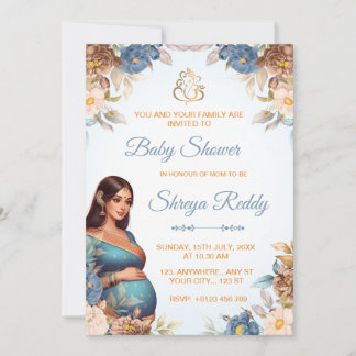 Invitation Carton d'invitation pour Baby Shower Indien Fleur