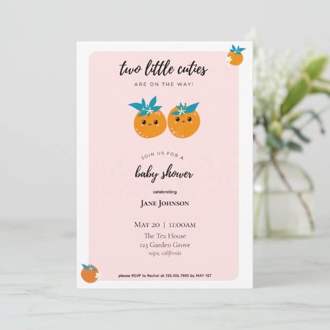 Invitation Carton d'invitation pour Baby Shower Jumeaux Deux  (Debout devant)