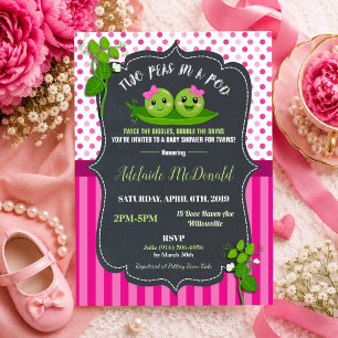 Invitation Carton d'invitation pour Baby Shower jumeaux Two P