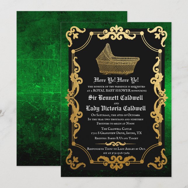 Invitation Carton d'invitation pour Baby Shower Médiéval Rena (Devant / Derrière)