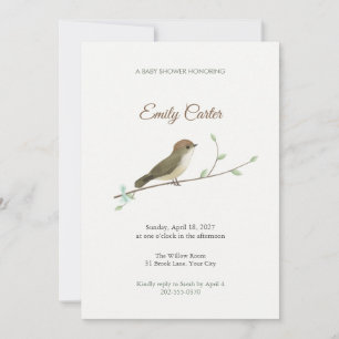Invitation Carton d'invitation pour Baby Shower Oiseau Thornb