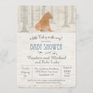 Invitation Carton d'invitation pour Baby Shower Ourson en bou