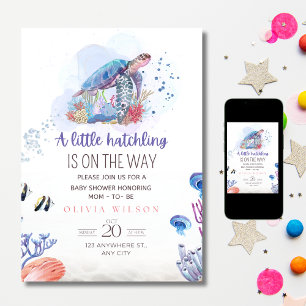 Invitation Carton d'invitation pour Baby Shower Tortue de mer