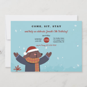 Invitation Carton d'invitation pour chiot de Noël