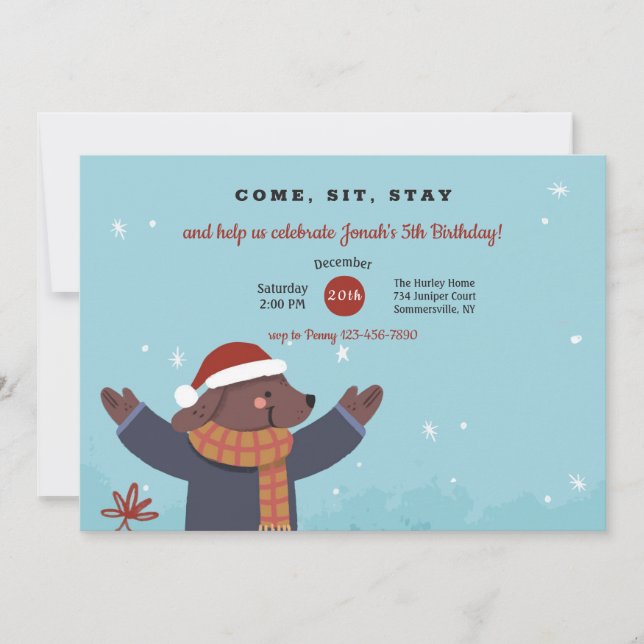 Invitation Carton d'invitation pour chiot de Noël (Devant)