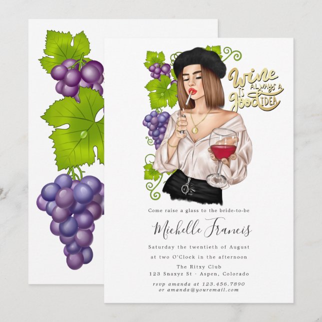 Invitation Carton d'invitation pour dégustation de vin de fil (Devant / Derrière)