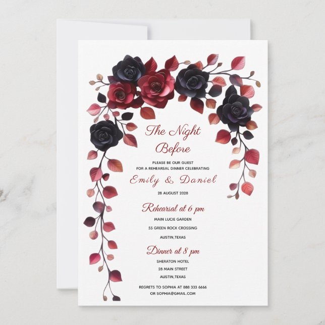 Invitation Carton d'invitation pour dîner de répétition flora (Devant)