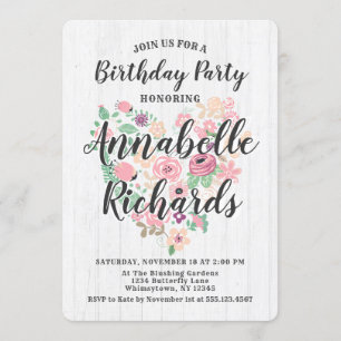 Invitation Carton d'invitation pour fête d'anniversaire à mot