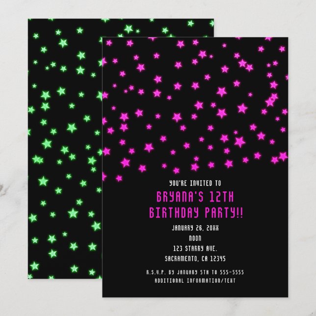 Invitation Carton d'invitation pour fête d'anniversaire aux é (Devant / Derrière)