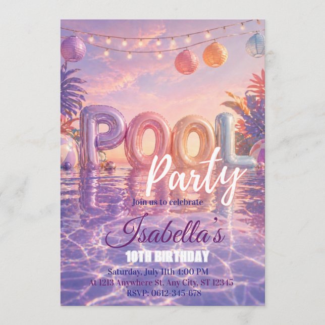 Invitation Carton d'invitation pour fête d'anniversaire pisci (Devant)