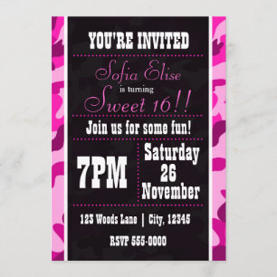 Invitation Carton d'invitation pour fête d'anniversaire rose 