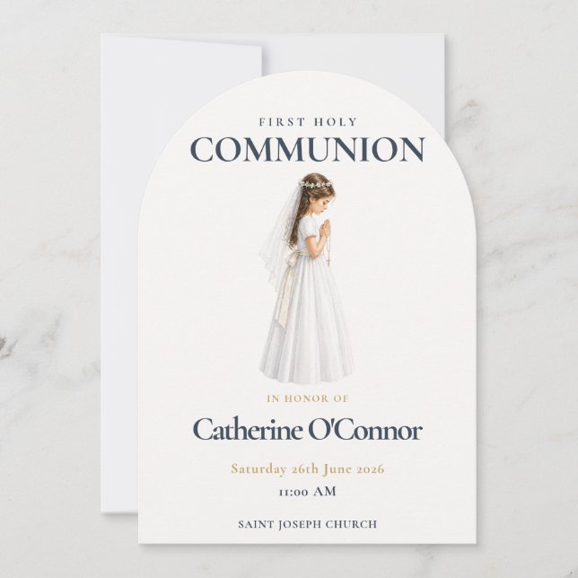 Invitation Carton d'invitation pour fille de première communi (Devant)
