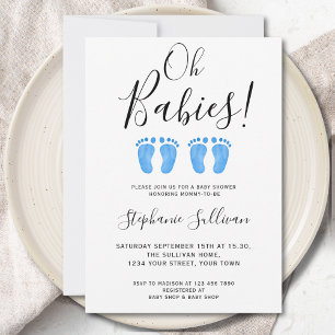 Invitation Carton d'invitation pour la baby shower de jumeaux