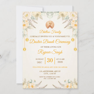 Invitation Carton d'invitation pour la cérémonie de Dastar Ba