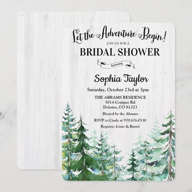 Invitation Carton d'invitation pour la douche de la mariée :  (Devant / Derrière)
