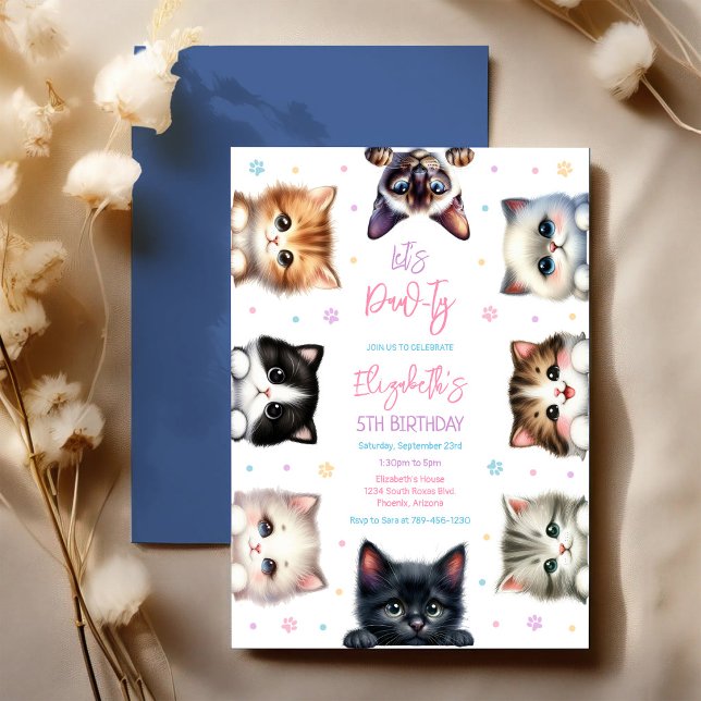 Invitation Carton d'invitation pour l'anniversaire de chaton  (Créateur téléchargé)