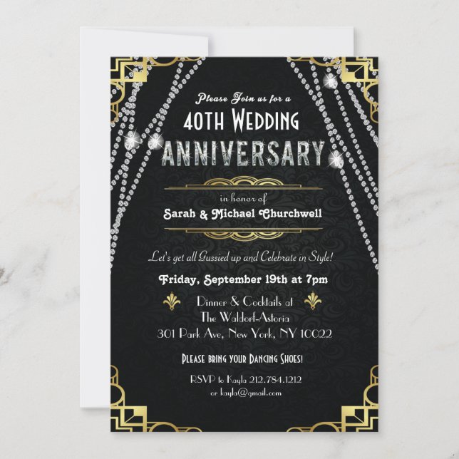 Invitation Carton d'invitation pour l'anniversaire de Gatsby  (Devant)