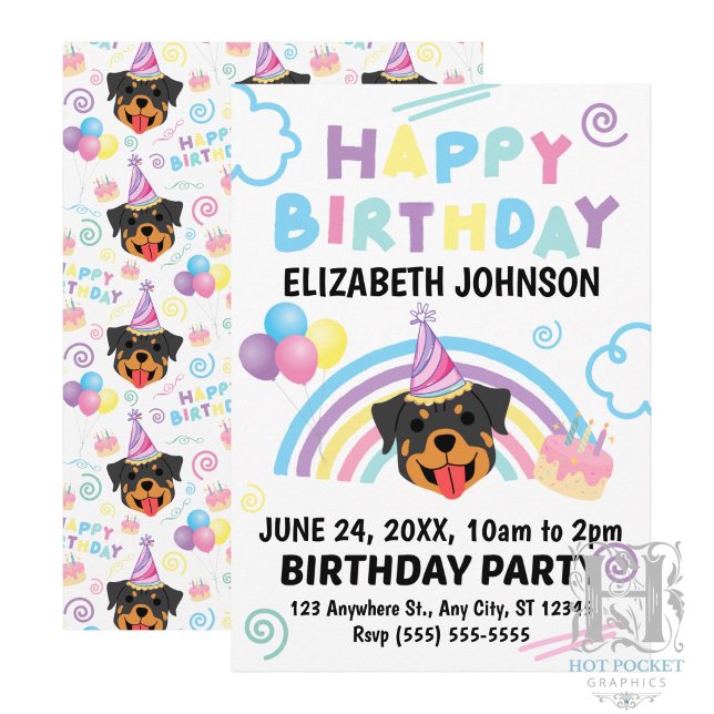 Invitation Carton d'invitation pour l'anniversaire de Rottwei (Créateur téléchargé)