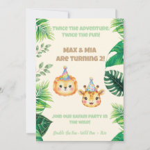 Carton d'invitation pour l'anniversaire des jumeau