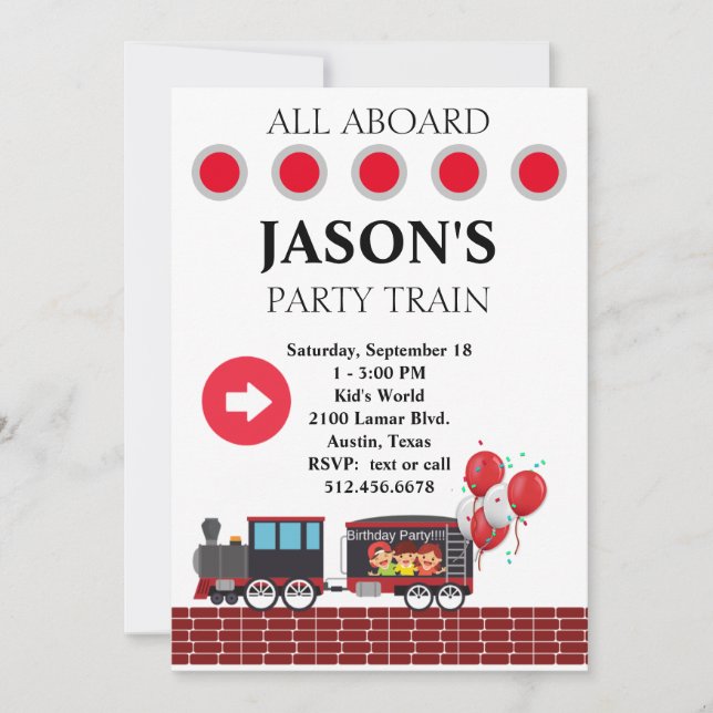 Invitation Carton d'invitation pour l'anniversaire du train d (Devant)