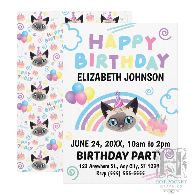 Invitation Carton d'invitation pour l'anniversaire d'un chat  (Créateur téléchargé)