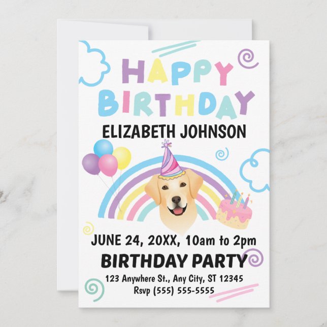 Invitation Carton d'invitation pour l'anniversaire d'un Labra (Devant)