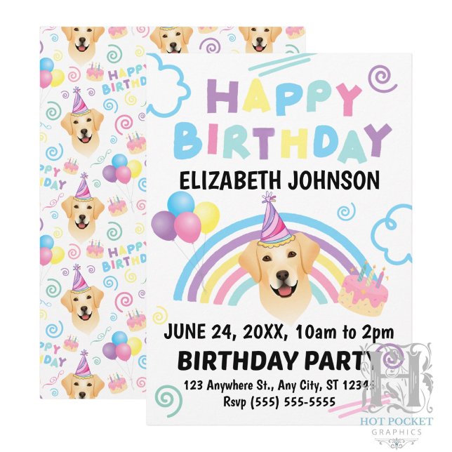 Invitation Carton d'invitation pour l'anniversaire d'un Labra (Créateur téléchargé)